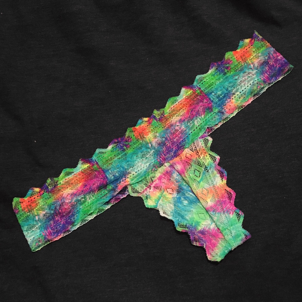 Rainbow multicolored lace thong *NWT*